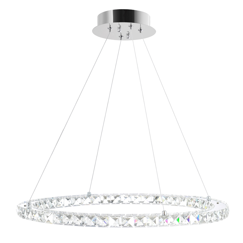 CWI Lighting Ring 1 Light Integrated LED Metal Chandelier in Chrome