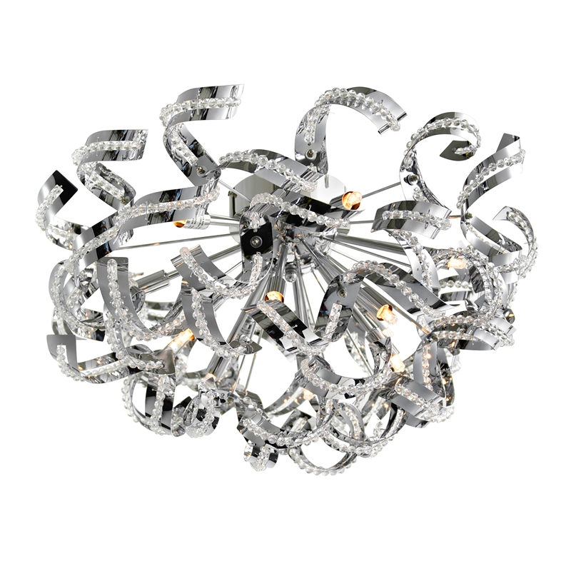 CWI Lighting Swivel 13 Light Contemporary Metal Flush Mount in Chrome