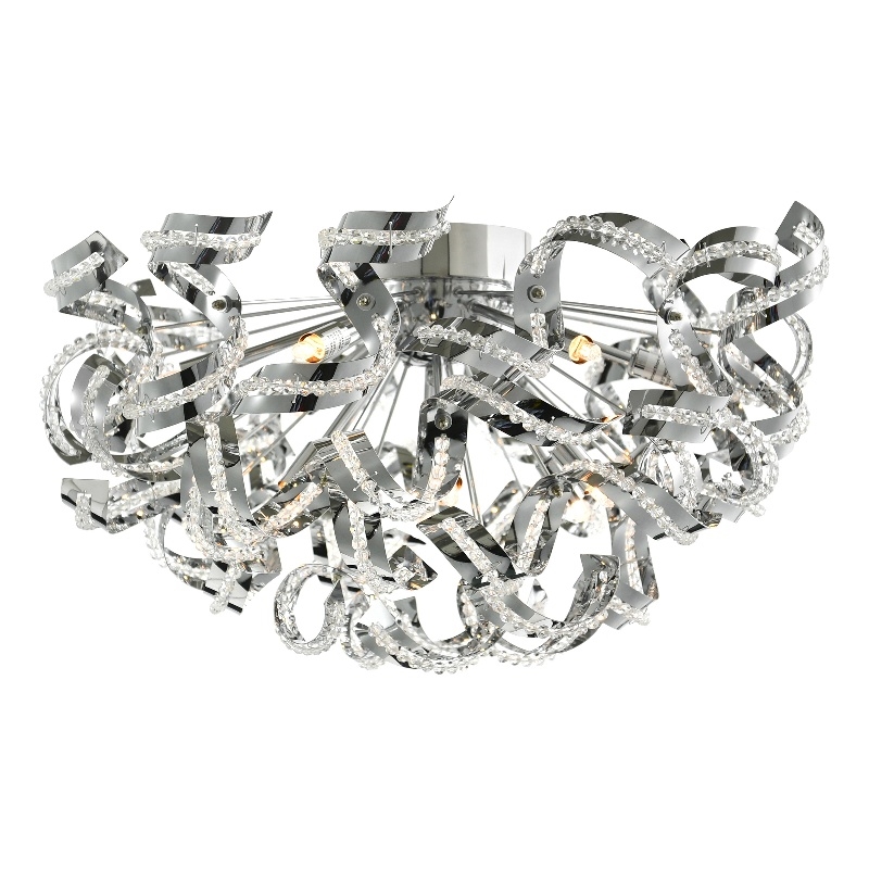 CWI Lighting Swivel 13 Light Contemporary Metal Flush Mount in Chrome