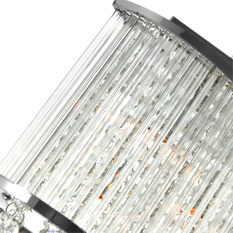 CWI Lighting Elsa 3 Light Drum Shade Transitional Metal Mini Pendant in Chrome
