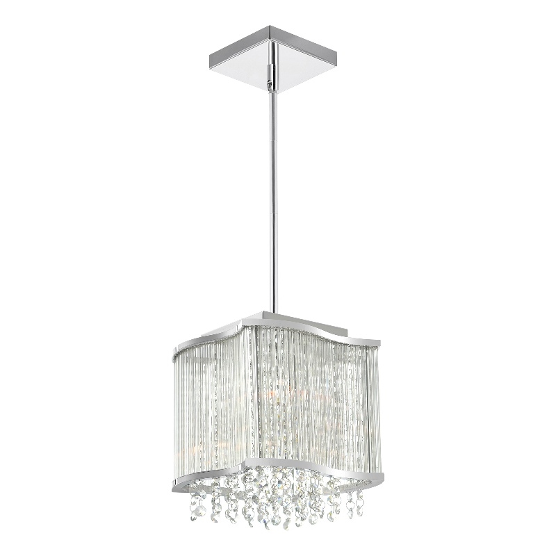 CWI Lighting Elsa 3 Light Drum Shade Transitional Metal Mini Pendant in Chrome