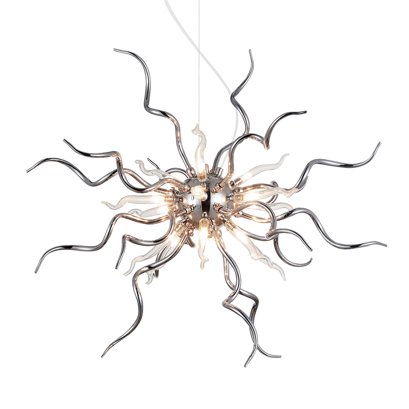 CWI Lighting Twist 15 Light Contemporary Metal Chandelier in Chrome