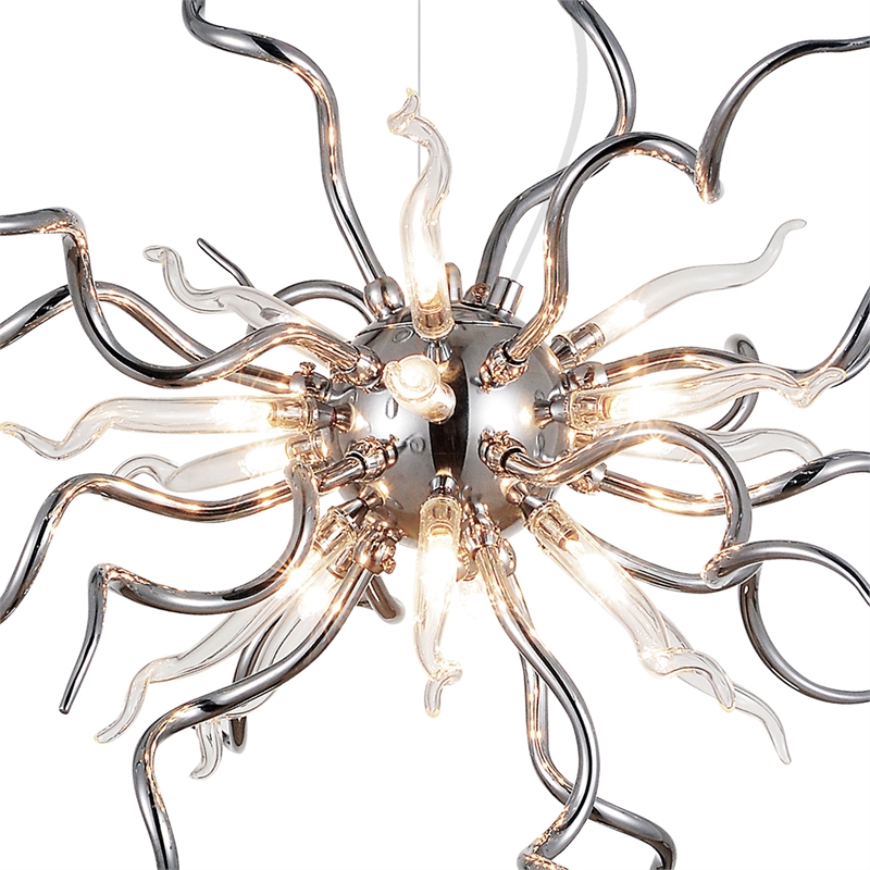 CWI Lighting Twist 15 Light Contemporary Metal Chandelier in Chrome