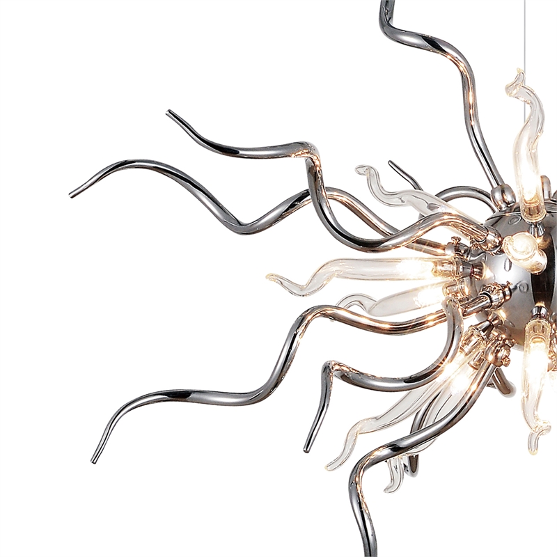 CWI Lighting Twist 15 Light Contemporary Metal Chandelier in Chrome
