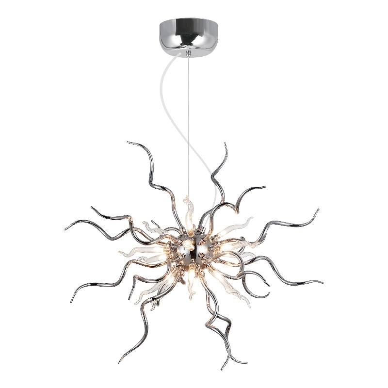 CWI Lighting Twist 15 Light Contemporary Metal Chandelier in Chrome