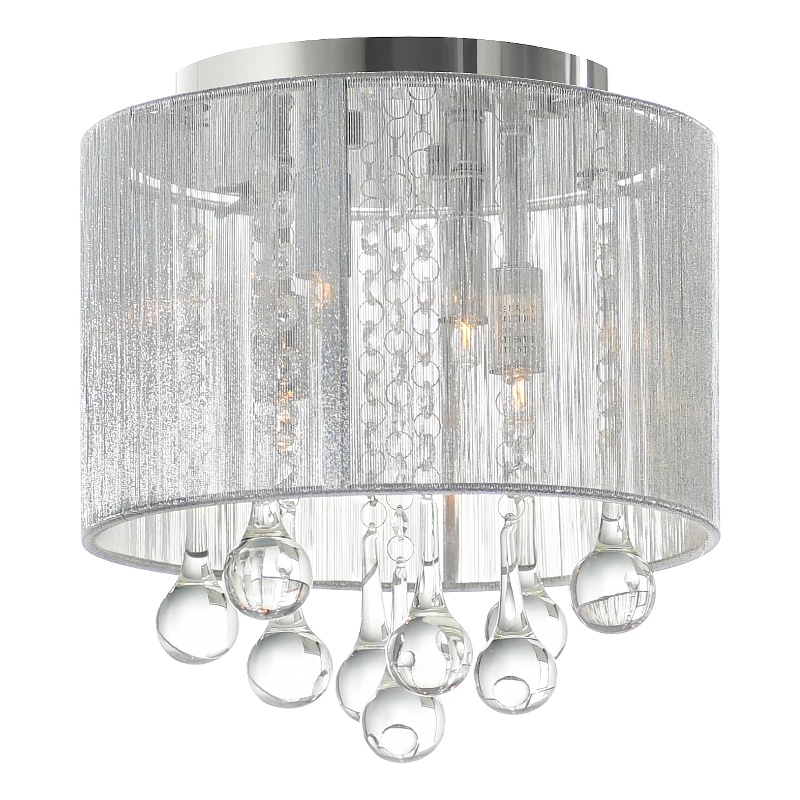 CWI Lighting Water Drop 4 Light Metal Flush Mount with Drum Shade in Chrome