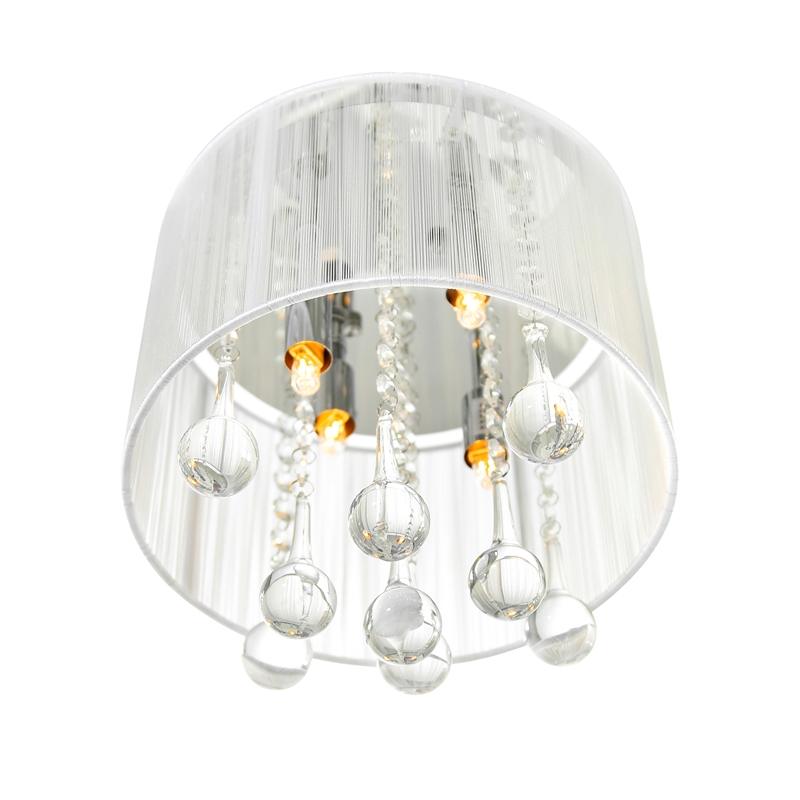 CWI Lighting Water Drop 4 Light Metal Flush Mount with Drum Shade in Chrome
