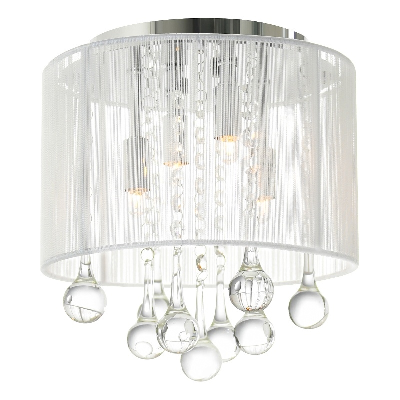 CWI Lighting Water Drop 4 Light Metal Flush Mount with Drum Shade in Chrome