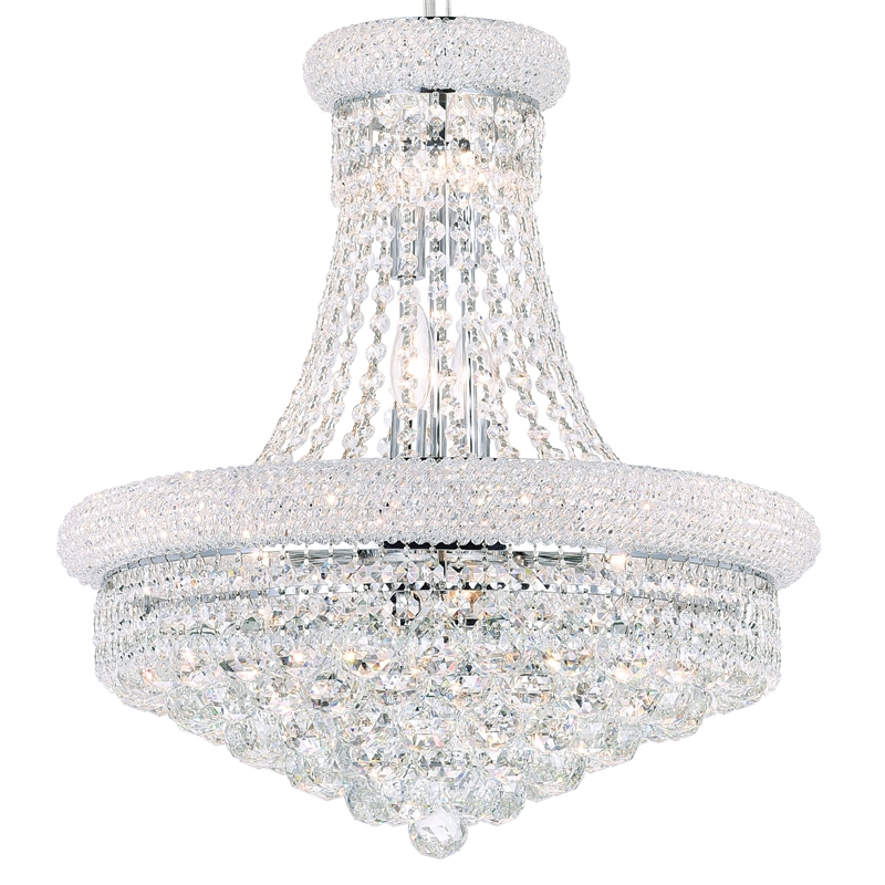 CWI Lighting Empire 14 Light Down Transitional Metal Chandelier in Chrome
