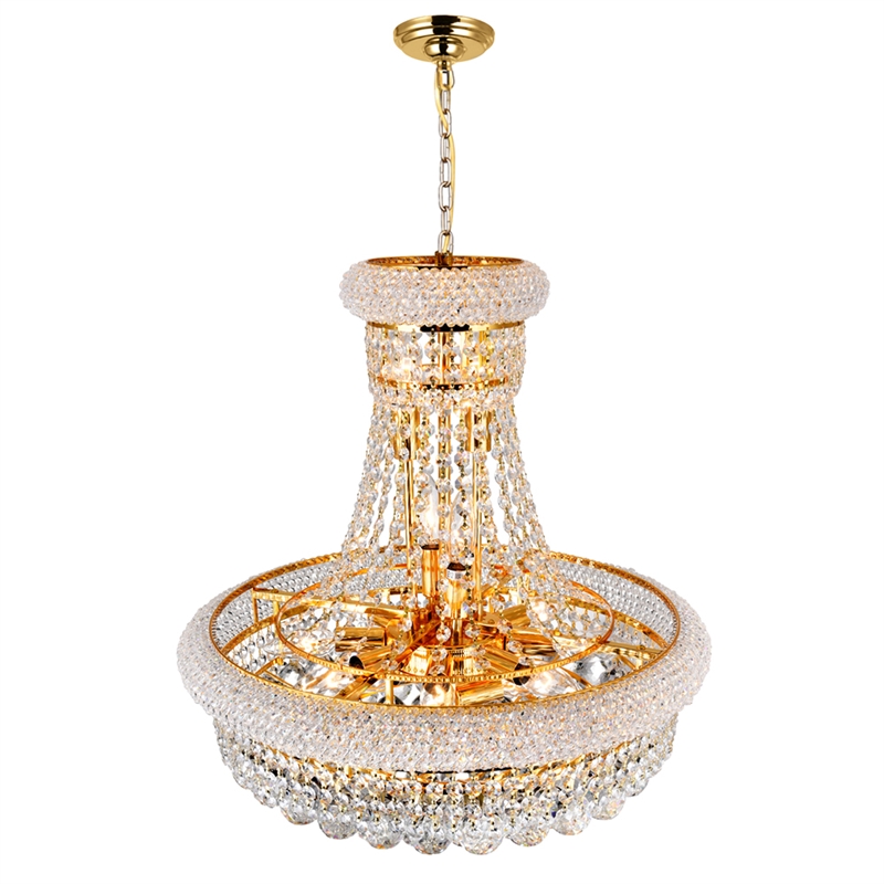 CWI Lighting Empire 14 Light Down Transitional Metal Chandelier in Gold