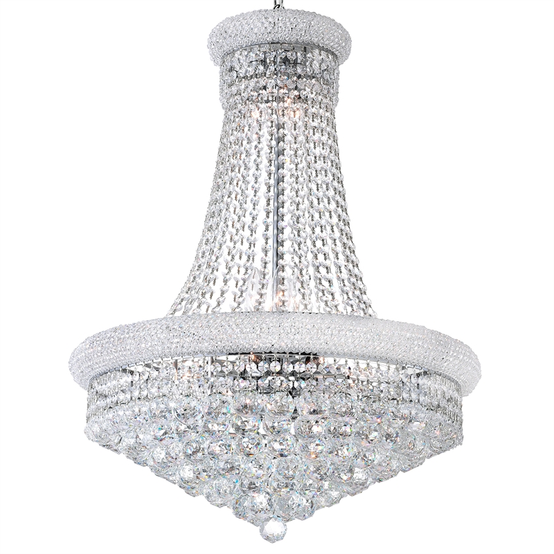 CWI Lighting Empire 17 Light Down Transitional Metal Chandelier in Chrome