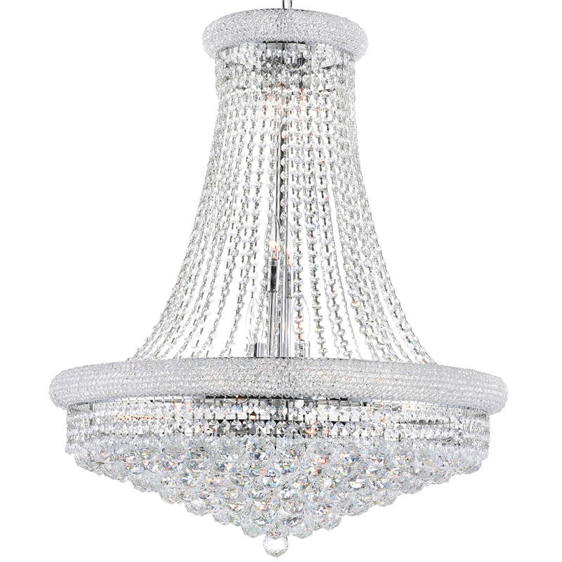 CWI Lighting Empire 18 Light Down Transitional Metal Chandelier in Chrome