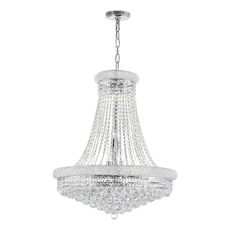 CWI Lighting Empire 18 Light Down Transitional Metal Chandelier in Chrome