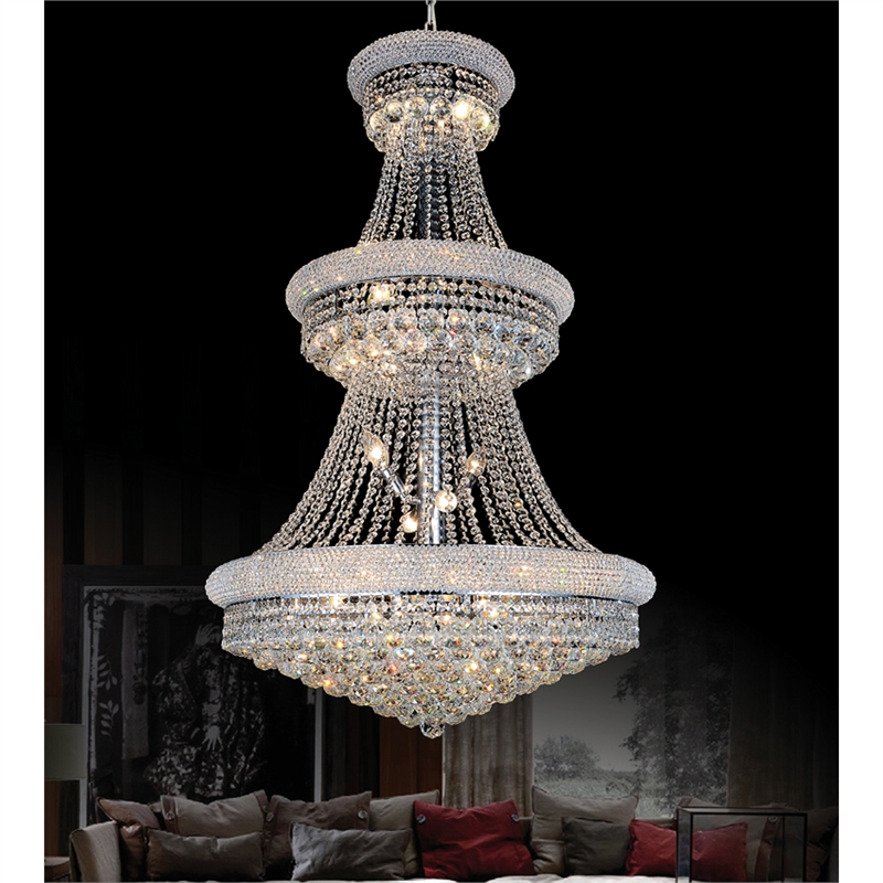 CWI Lighting Empire 32 Light Down Transitional Metal Chandelier in Chrome