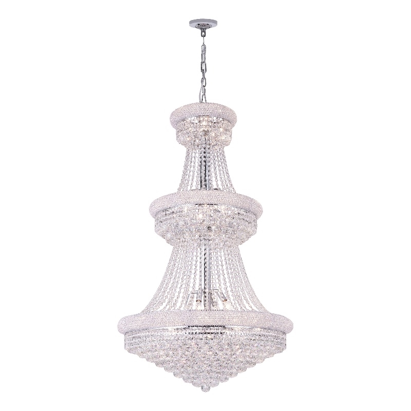 CWI Lighting Empire 32 Light Down Transitional Metal Chandelier in Chrome