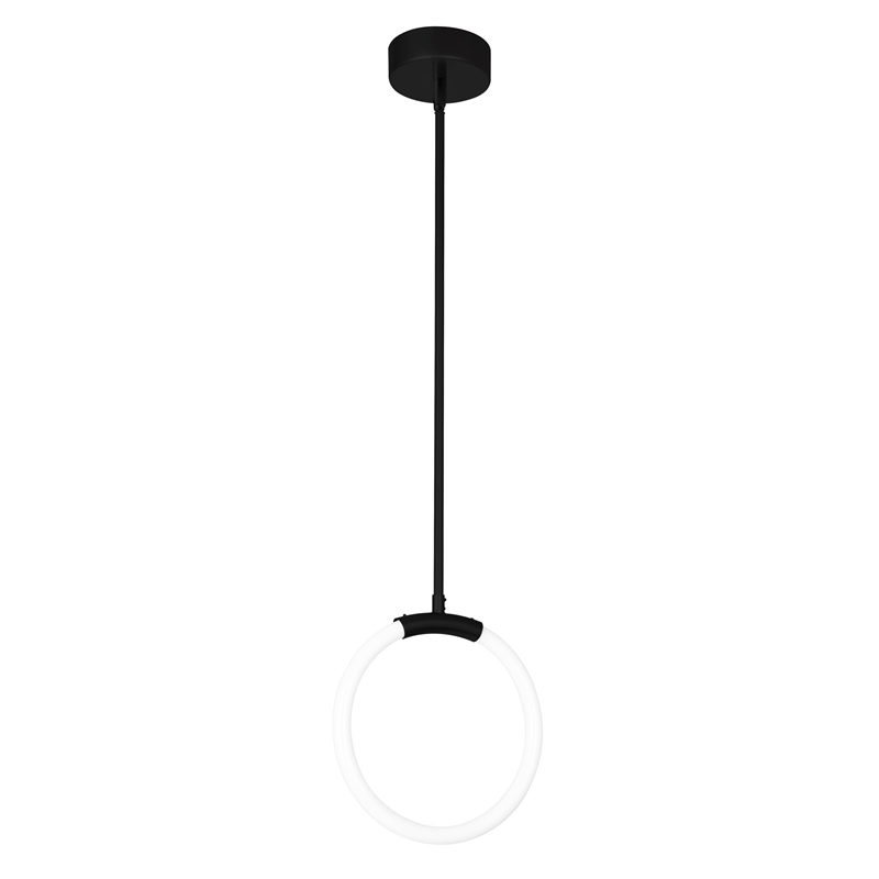 CWI Lighting Hoops 1 Light Contemporary Metal LED Pendant in Black