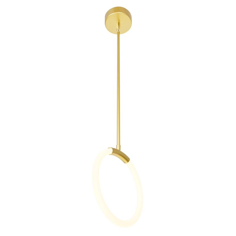 CWI Lighting Hoops 1 Light Contemporary Metal LED Pendant in Satin Gold