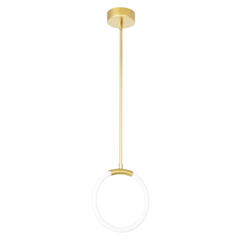 CWI Lighting Hoops 1 Light Contemporary Metal LED Pendant in Satin Gold