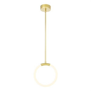 CWI Lighting Hoops 1 Light Contemporary Metal LED Pendant in Satin Gold