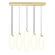 CWI Lighting Hoops 5 Light Contemporary Metal LED Chandelier in Satin Gold