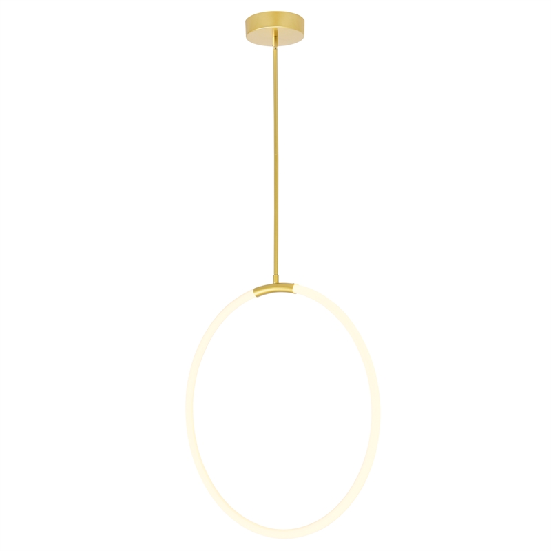 CWI Lighting Hoops 1 Light Contemporary Metal LED Chandelier in Satin Gold