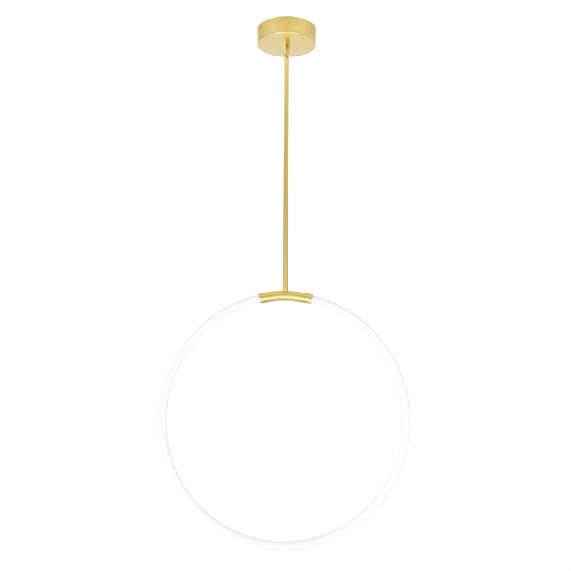 CWI Lighting Hoops 1 Light Contemporary Metal LED Chandelier in Satin Gold
