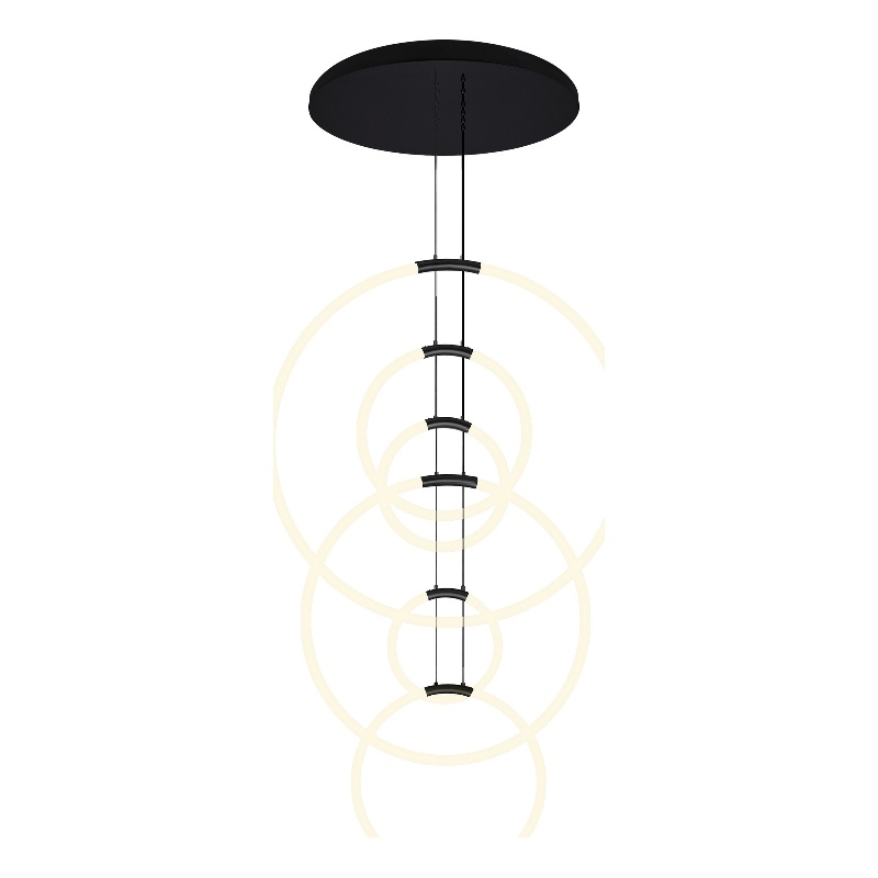 CWI Lighting Hoops 6 Light Contemporary Metal LED Chandelier in Black