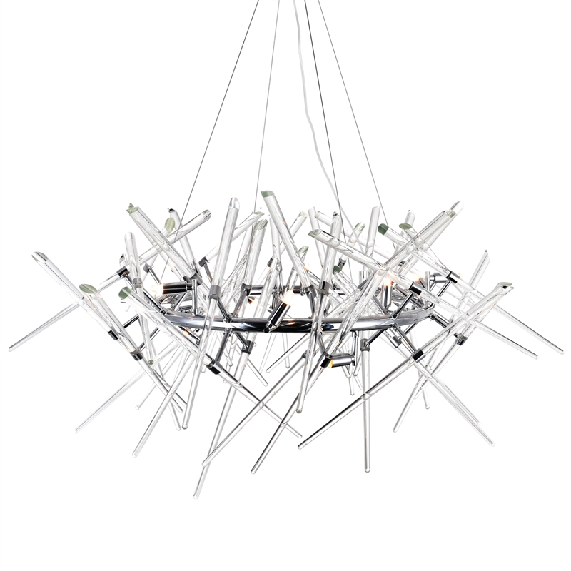 CWI Lighting Icicle 12 Light Contemporary Metal Chandelier in Chrome