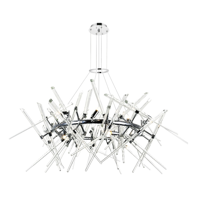 CWI Lighting Icicle 12 Light Contemporary Metal Chandelier in Chrome