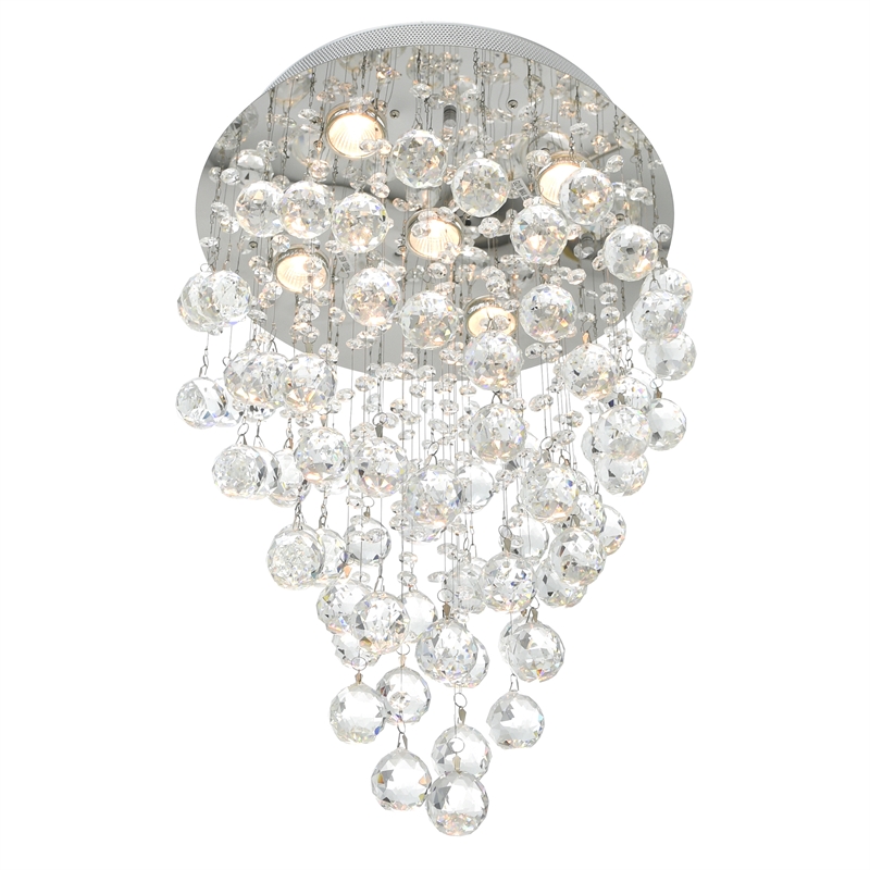 CWI Lighting Rain Drop 5 Light Metal Indoor Flush Mount in Chrome