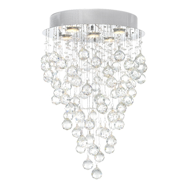 CWI Lighting Rain Drop 5 Light Metal Indoor Flush Mount in Chrome