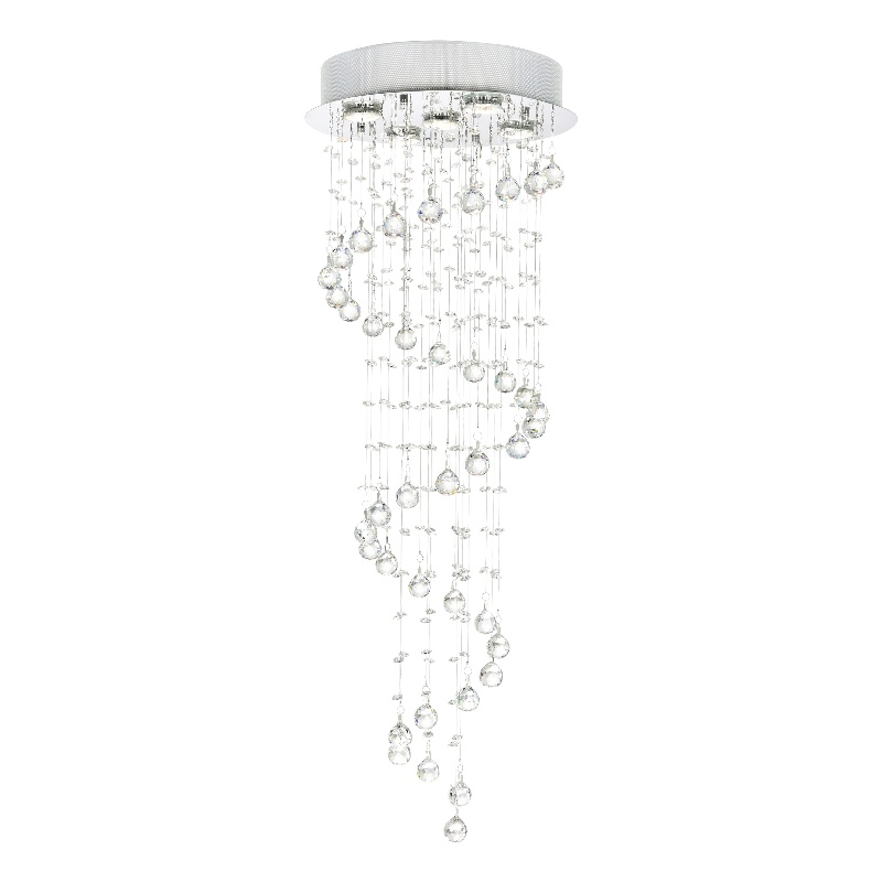 CWI Lighting Spiral 5 Light Transitional Metal Flush Mount in Chrome