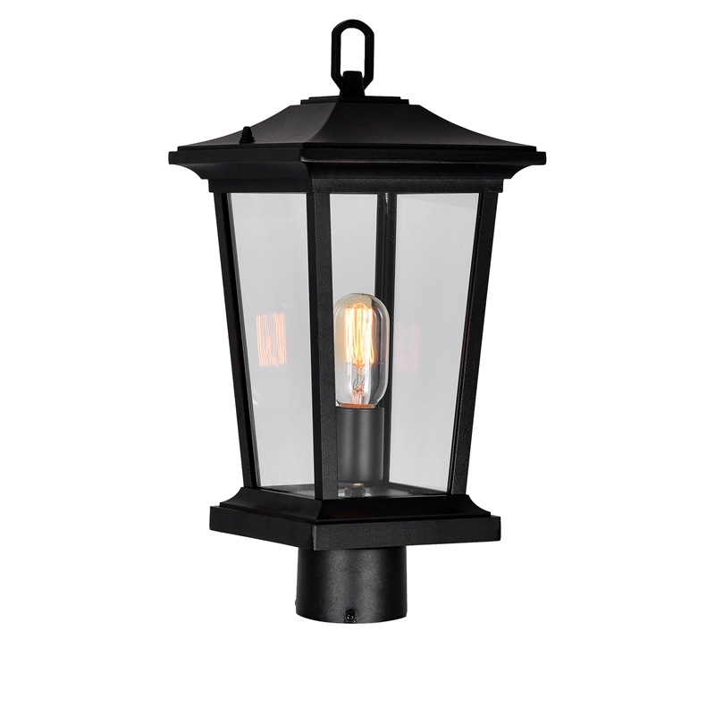 CWI Lighting Leawood 1 Light Farmhouse Metal Outdoor Lantern Head in Black