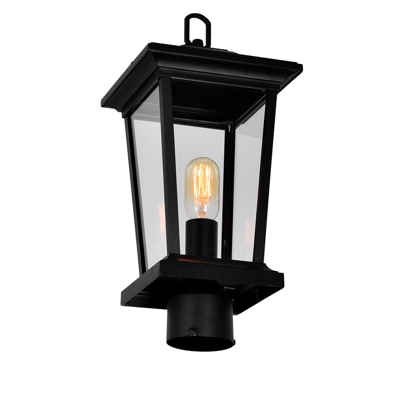 CWI Lighting Leawood 1 Light Farmhouse Metal Outdoor Lantern Head in Black