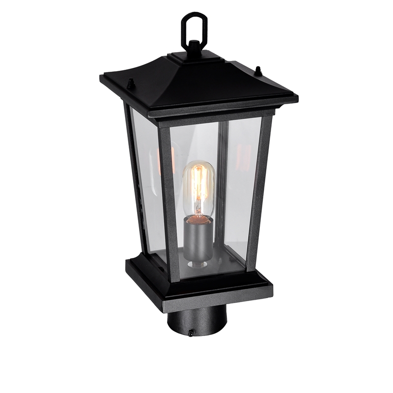 CWI Lighting Leawood 1 Light Farmhouse Metal Outdoor Lantern Head in Black