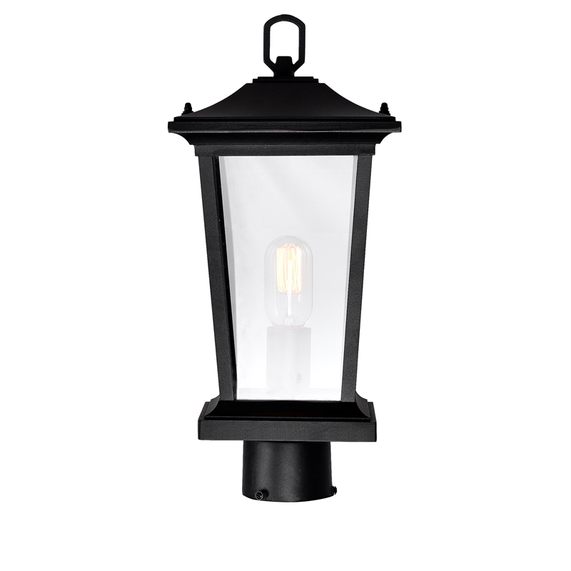 CWI Lighting Leawood 1 Light Farmhouse Metal Outdoor Lantern Head in Black