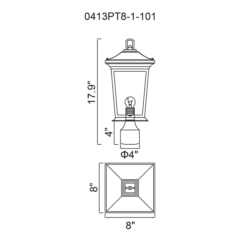 CWI Lighting Leawood 1 Light Farmhouse Metal Outdoor Lantern Head in Black
