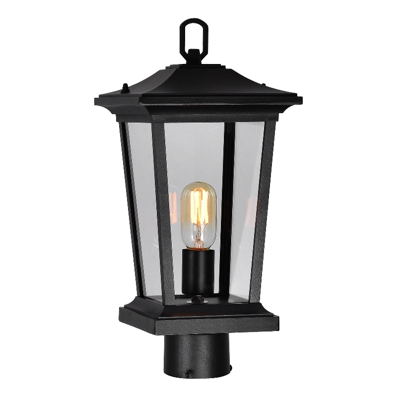 CWI Lighting Leawood 1 Light Farmhouse Metal Outdoor Lantern Head in Black