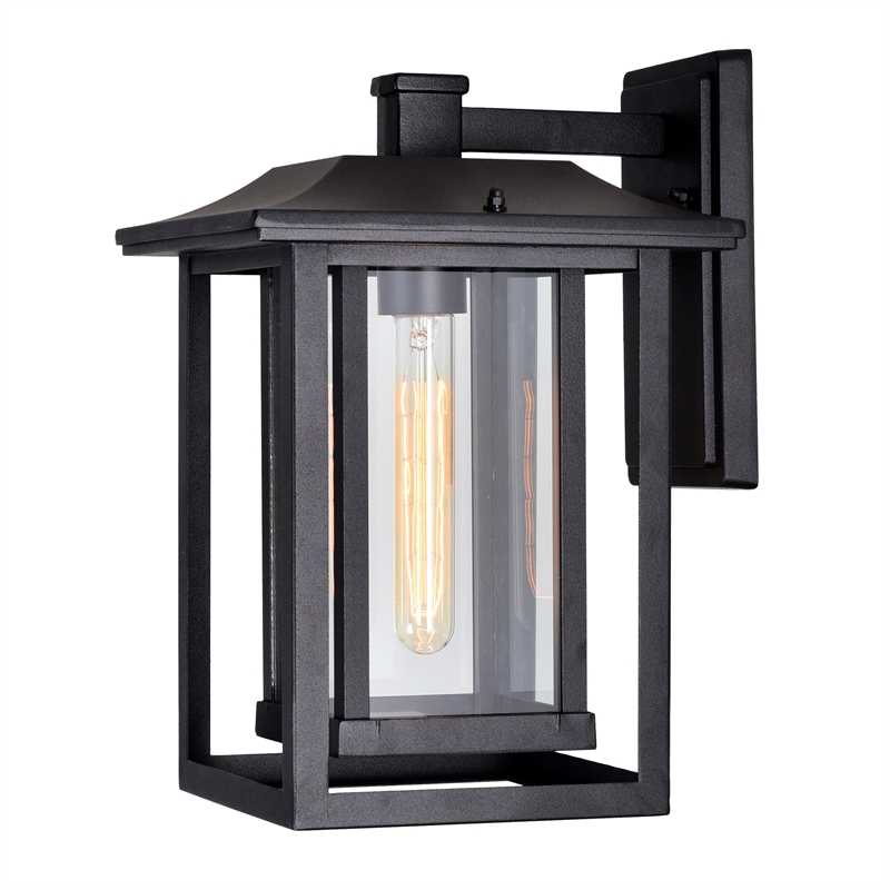 CWI Lighting Winfield 1 Light Farmhouse Metal Outdoor Wall Light in Black