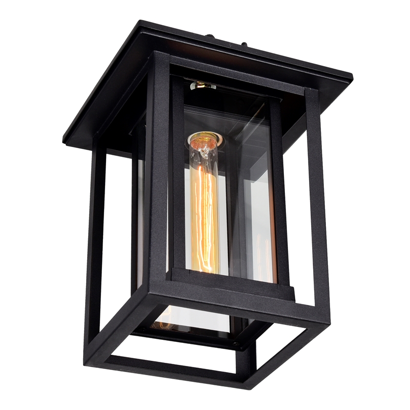 CWI Lighting Winfield 1 Light Farmhouse Metal Outdoor Hanging Light in Black