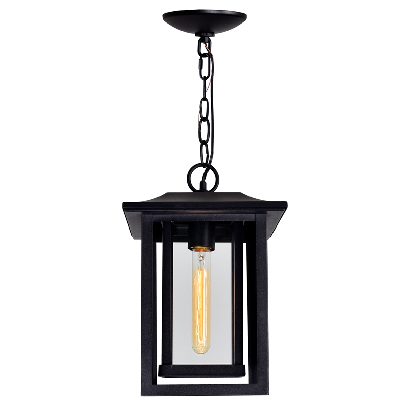 CWI Lighting Winfield 1 Light Farmhouse Metal Outdoor Hanging Light in Black