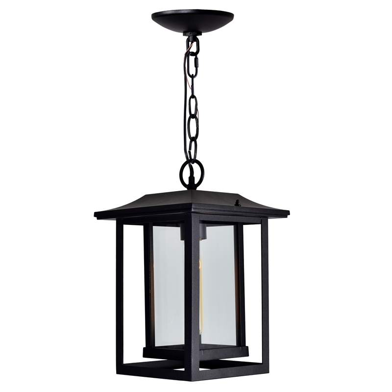 CWI Lighting Winfield 1 Light Farmhouse Metal Outdoor Hanging Light in Black