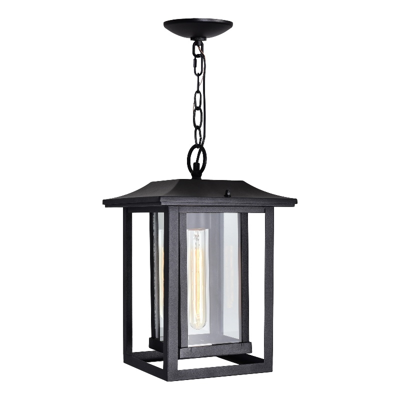CWI Lighting Winfield 1 Light Farmhouse Metal Outdoor Hanging Light in Black