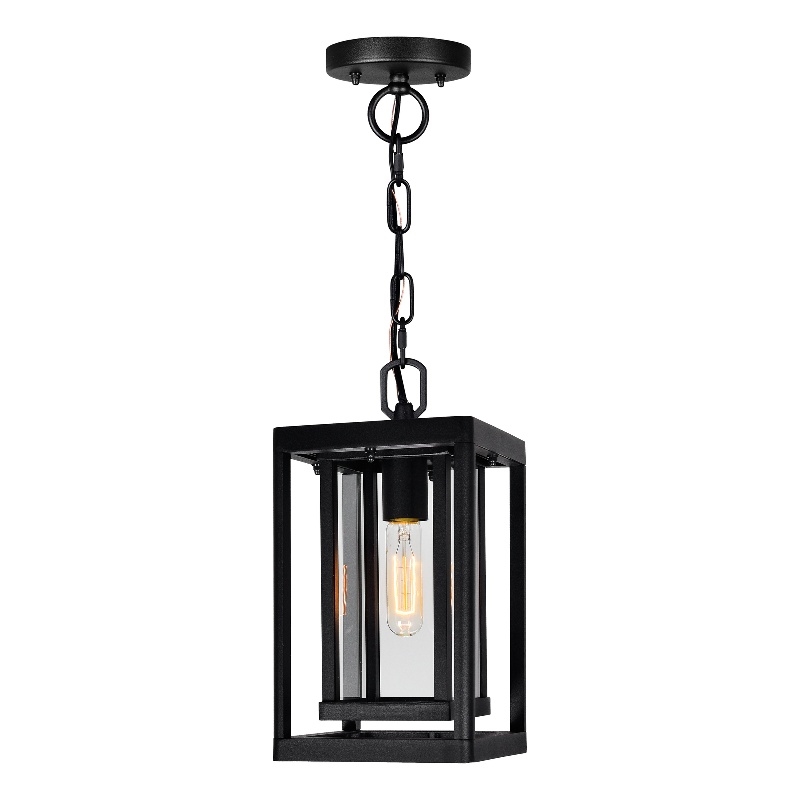 CWI Lighting Mulvane 1 Light Farmhouse Metal Outdoor Hanging Light in Black