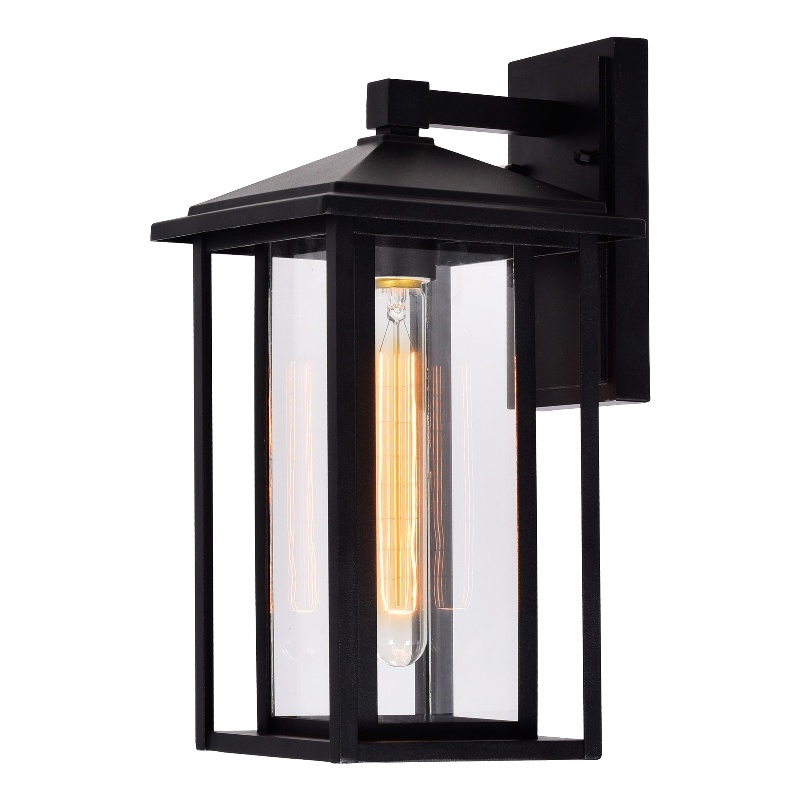 CWI Lighting Crawford 1 Light Metal Outdoor Wall Light in Black