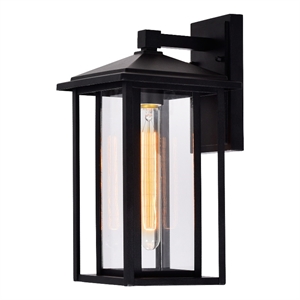 CWI Lighting Crawford 1 Light Metal Outdoor Wall Light in Black