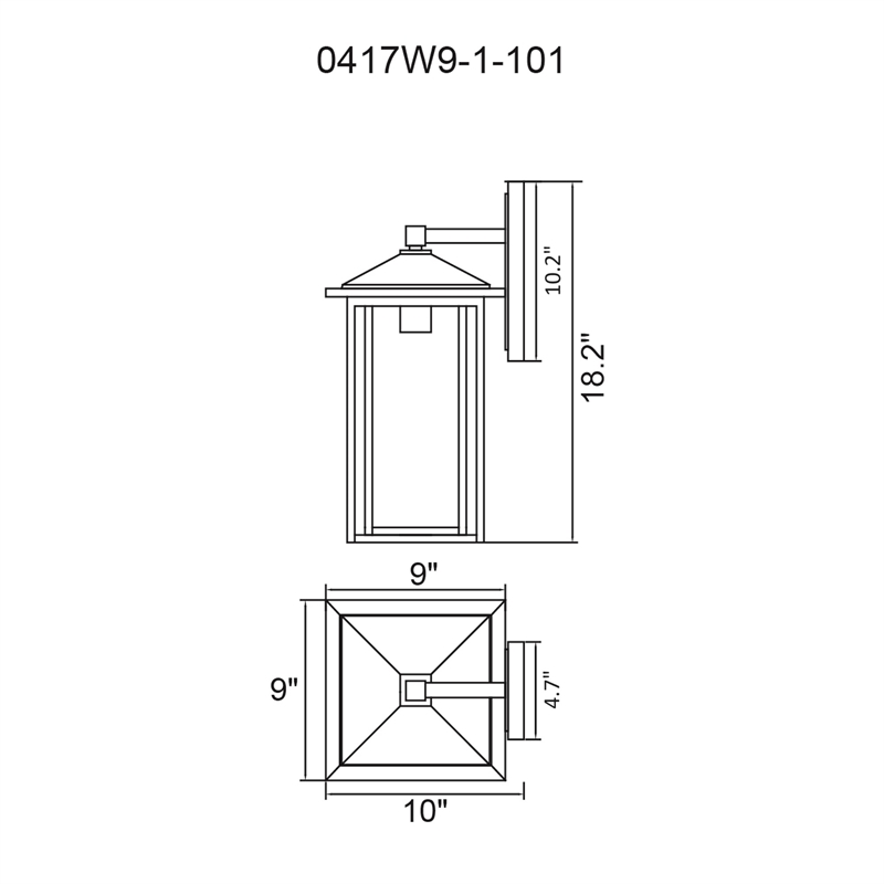 CWI Lighting Crawford 18.1 Light Farmhouse Metal Outdoor Wall Light in Black