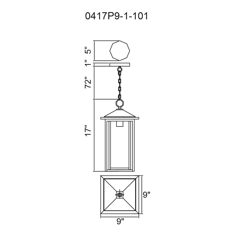 CWI Lighting Crawford 1 Light Farmhouse Metal Outdoor Hanging Light in Black