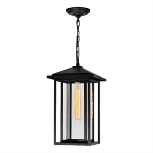 CWI Lighting Crawford 1 Light Farmhouse Metal Outdoor Hanging Light in Black
