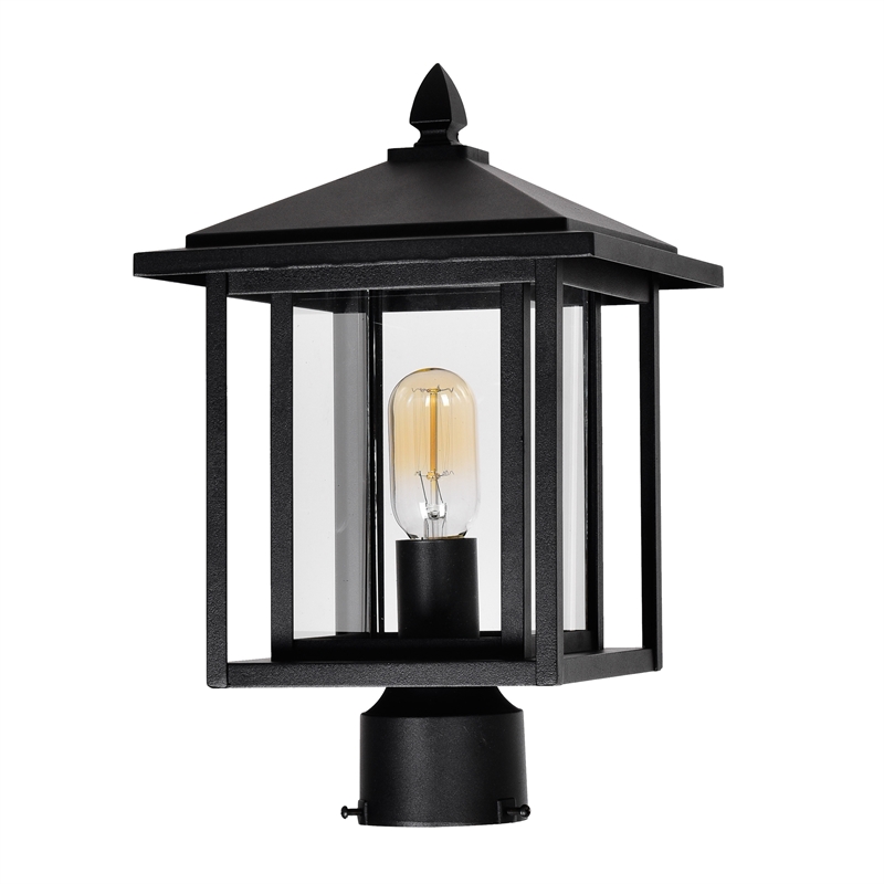 CWI Lighting Crawford 1 Light Farmhouse Metal Outdoor Lantern Head in Black